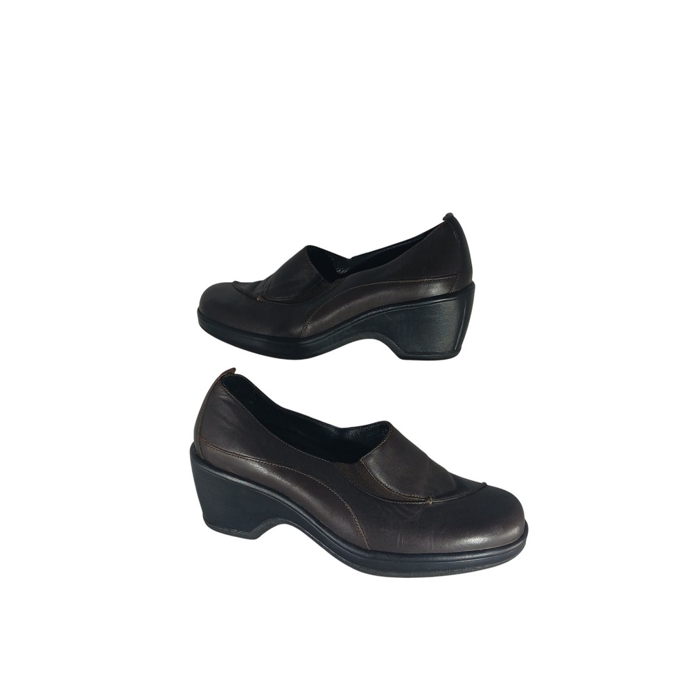 Dansko Leather Wedge Loafers 40 Brown Slip On Comfort Work Shoes